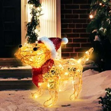 Krissing Lighted Outdoor Christmas Dog Decoration