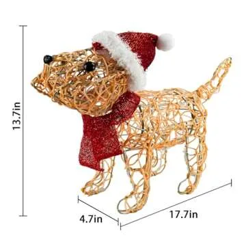 Krissing Lighted Outdoor Christmas Dog Decoration