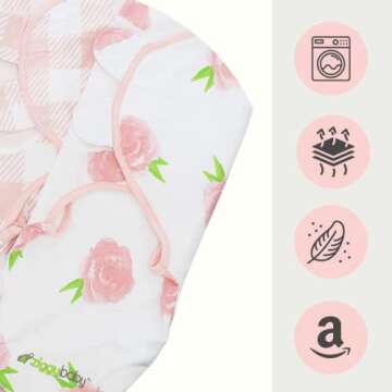 Ziggy Baby Baby Girl Swaddle Blanket Adjustable Wrap Set Size Small/Medium, 0-3 Months - 3 Pack - Pink Peony, Pink Heart, Pink Buffalo Plaid - Newborn Swaddle, Baby Swaddles