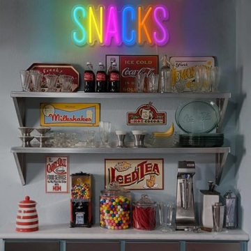 Snacks Neon Sign for Colorful Coffee Bars and Decor