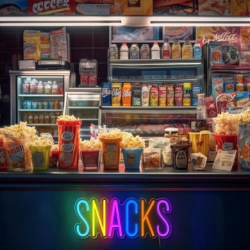 Snacks Neon Sign for Colorful Coffee Bars and Decor