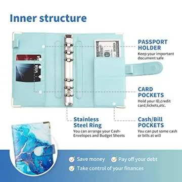 Stylish Budget Binder with Zipper Cash Envelopes and Budget Sheets