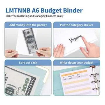 Stylish Budget Binder with Zipper Cash Envelopes and Budget Sheets