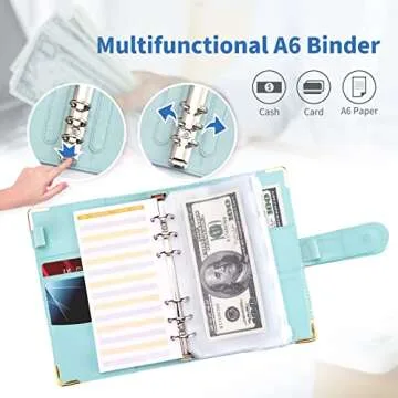 Stylish Budget Binder with Zipper Cash Envelopes and Budget Sheets