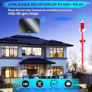 2023 Newest TV Antenna Digital Smart Indoor - 500+ Miles Long Range Outdoor Antenna Amplifier Support All 8K 4K 1080p Full HD Smart HDTVs/Old Television - Powerful Signal Booster & Thick Cable