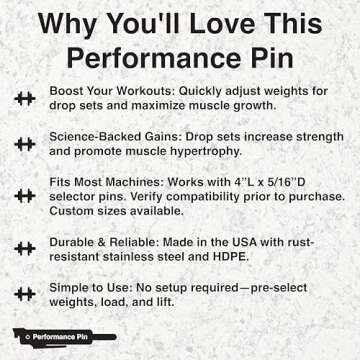 PERFORMANCE PIN The Original Drop Set Pins for Gym | One More Rep with Weight Stack Pins | Instant Transition to Lower Weights for More Reps | Proudly Made in America | 5/16" Pin | Blue