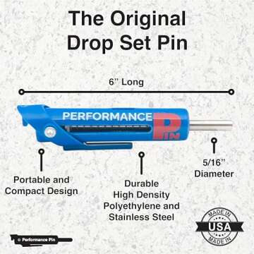 PERFORMANCE PIN The Original Drop Set Pins for Gym | One More Rep with Weight Stack Pins | Instant Transition to Lower Weights for More Reps | Proudly Made in America | 5/16" Pin | Blue