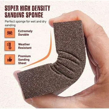 Afruxy 6 Pack Extra Fine Sanding Block, Washable and Reusable Sanding Sponge for Wood Drywall Metal Glasses Coarse/Medium/Fine/Superfine in 60/80/120/180/220/320 Grit Sandpaper Block Sand Paper Brick