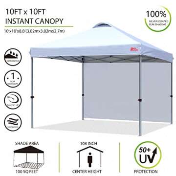 MASTERCANOPY Durable Pop-up Canopy Tent with 1 Sidewall (10'x10',White)