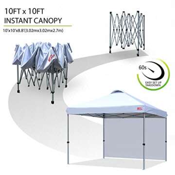 MASTERCANOPY Durable Pop-up Canopy Tent with 1 Sidewall (10'x10',White)