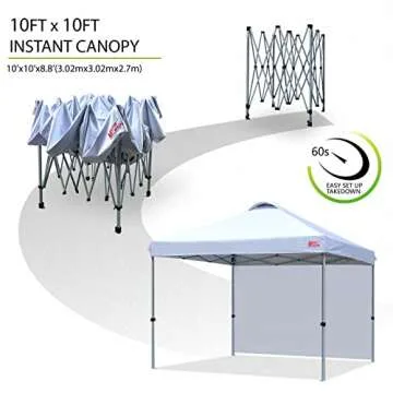 MASTERCANOPY Durable Pop-up Canopy Tent with 1 Sidewall (10'x10',White)