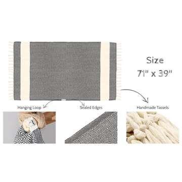 Bazaar Anatolia Turkish Beach Towel 100% Cotton Bath Towels Oversized Quick Dry Boho Farmhouse Decor Sheets Bathroom Towels Sand Free Camping Blanket Teal Towels 71x39 inches - Diamond Mint