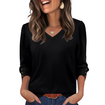 XIEERDUO Women's Dressy Casual Blouses with Puff Sleeves