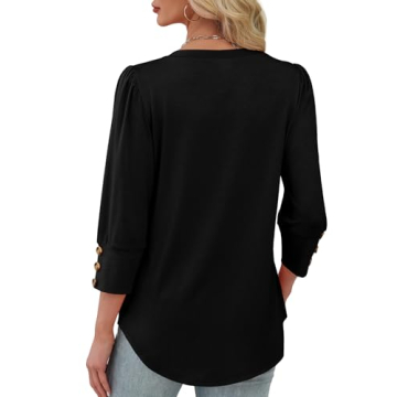 XIEERDUO Women's Dressy Casual Blouses with Puff Sleeves
