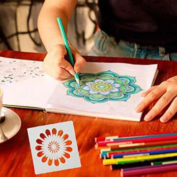 Mandala Dotting Stencils Template - Reusable Mandala Dot Painting Stencils for Painting on Wood, Airbrush and Walls Art, 16 Pack