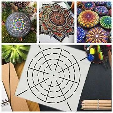 Mandala Dotting Stencils Template - Reusable Mandala Dot Painting Stencils for Painting on Wood, Airbrush and Walls Art, 16 Pack