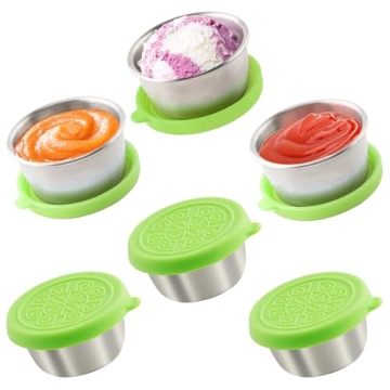 6x1.6 Oz Salad Dressing Containers With Lids, Small Leakproof Reusable Stainless Steel Salad Dressin...