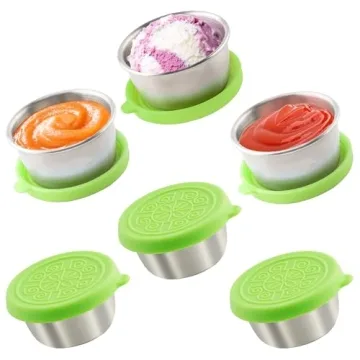 6x1.6 Oz Salad Dressing Containers With Lids, Small Leakproof Reusable Stainless Steel Salad Dressin...