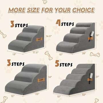 Romrol Dog Stairs Ramp for Beds Couches, Extra Wide Pet Steps with Durable Non-Slip Waterproof Fabric Cover, Dog Slope Stairs for Small Dogs and Cats or Pets Friendly, 3-Tiers