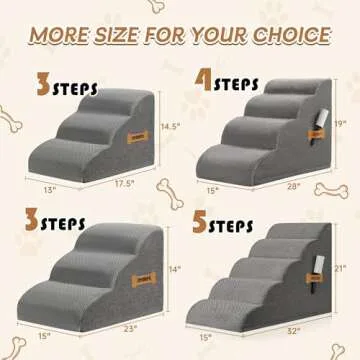 Romrol Dog Stairs Ramp for Beds Couches, Extra Wide Pet Steps with Durable Non-Slip Waterproof Fabric Cover, Dog Slope Stairs for Small Dogs and Cats or Pets Friendly, 3-Tiers