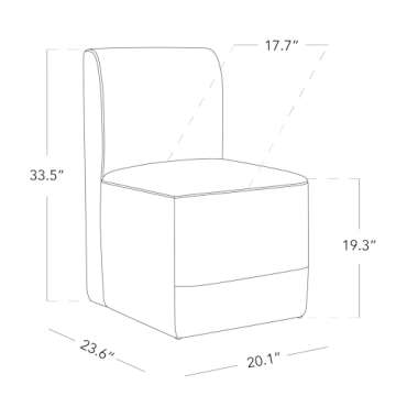 CHITA Dining Chairs with Casters Set of 2, FSC Certified Upholstered Armless Modern Rolling Dining C...