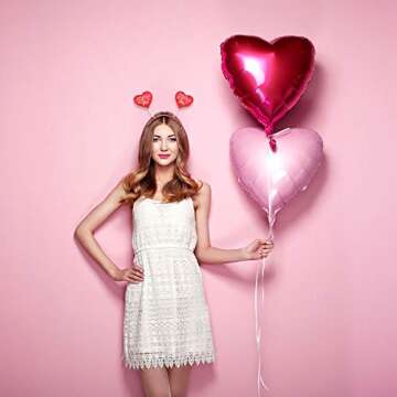 Trounistro 8 Pack Valentine's Day Heart Glitter Headbands