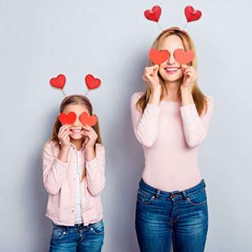 Trounistro 8 Pack Valentine's Day Heart Glitter Headbands