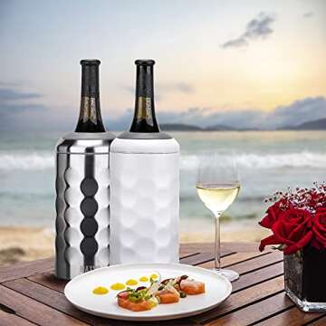 MAXSO Portable 750 ml Champagne & Wine Bottle Cooler - Stainless Steel Vacuum Insulated Wine Gifts f...