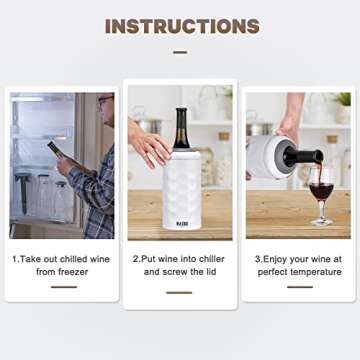 MAXSO Portable 750 ml Champagne & Wine Bottle Cooler - Stainless Steel Vacuum Insulated Wine Gifts for Lovers - White