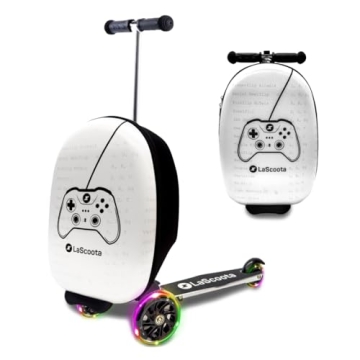Lascoota Scooter Suitcase, Foldable Scooter Luggage For Kids - Lightweight Ride-on Luggage Scooter w...
