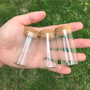 20ml Glass Tube with Wooden Cork 20cc Clear Glass Vial Transparent Jar Cork Tube Bottles 12pcs (12, 20ml-30x50mm)