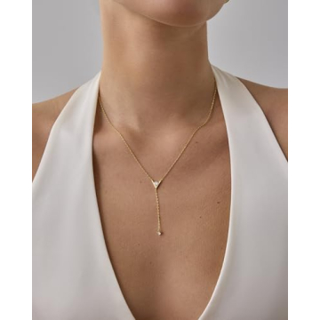 Elegant PAVOI 14K Gold Plated Lariat Necklace for Women
