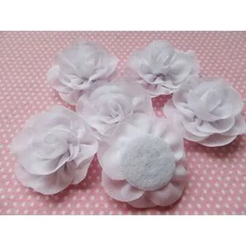 YYCRAFT 2.25 Inch Chiffon Rose Flower for DIY Headband Craft Decoration(10pcs,White)