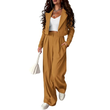 PRETTYGARDEN Women's Elegant Two-Piece Suit Set - Versatile Outfit for Any Occasion (Navy, Pink, Lil...