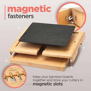 Bamboo Cheese & Charcuterie Board Set - Extra Large Wood & Slate Charcuterie Board Gift Set, w/ Cheese Knife - Perfect Housewarming Couples Gifts, Christmas Kitchen Gifts for Mom Who Have Everything