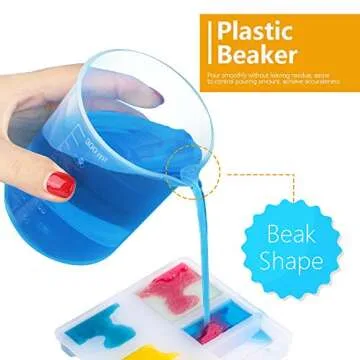 LEOBRO 8PCS 300ml Liquid Measuring Mixing Cups for Epoxy Resin, Graduated Plastic Measuring Cups for Resin, Multipurpose Mixing Cups for Resin Epoxy Paint, Lab Use, with 50 PCS Mixing Sticks