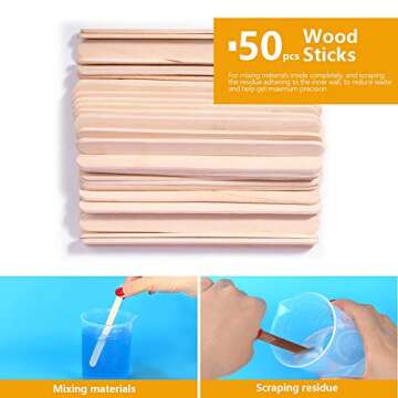 LEOBRO 8PCS 300ml Liquid Measuring Mixing Cups for Epoxy Resin, Graduated Plastic Measuring Cups for Resin, Multipurpose Mixing Cups for Resin Epoxy Paint, Lab Use, with 50 PCS Mixing Sticks