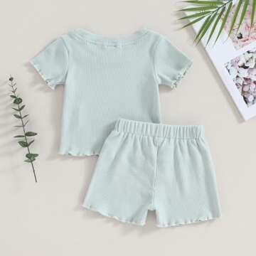 Kupretty Baby Girls Summer Clothes Set, 2-Piece Outfit
