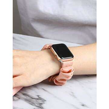 TOYOUTHS 3 PCS Compatible with Apple Watch Band Scrunchies - Soft Fabric Patterns for Women
