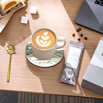 Stylish 6 Pcs Green Ceramic Coasters with Holder Set