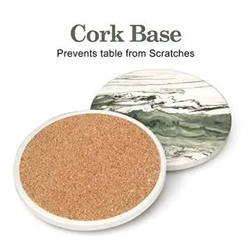 Stylish 6 Pcs Green Ceramic Coasters with Holder Set