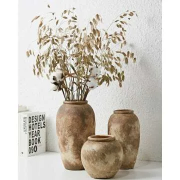 Wabi-Sabi Ceramic Flower Vase - Rustic Vintage Decor