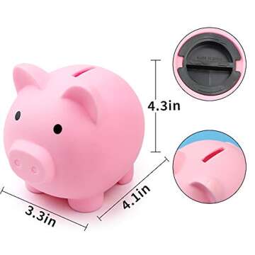 Fireboomoon 2 Pack Plastic Cute Pig Money Bank,Unbreakable Piggy Saving Money Box Coin Bank for Boys...