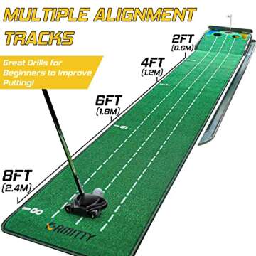 Kamitty Indoor Putting Mat with 5 Holes and Ball Return