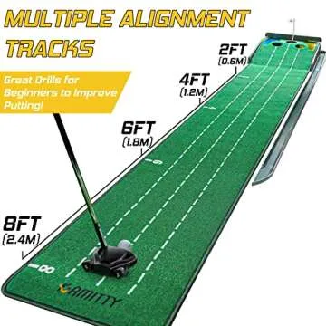 Kamitty Indoor Putting Mat with 5 Holes and Ball Return