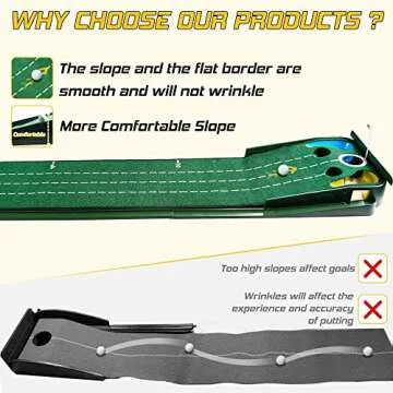 Kamitty Indoor Putting Mat with 5 Holes and Ball Return