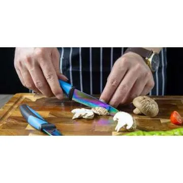 Colorful Kitchen Knife Set with Magnetic Holder and Sharpener