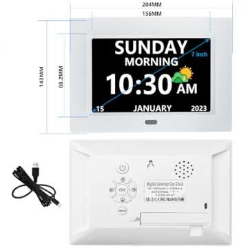 MRCHYDZ 7 Inch Senior Clock with Large Display & Reminders