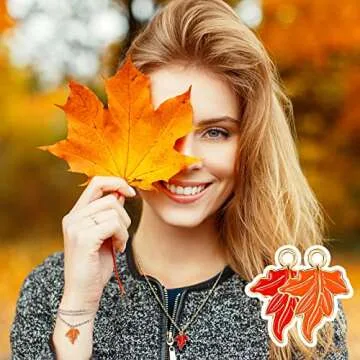 60 Pcs Fall Maple Leaf Charm Pendants 3D Leaf Fall Pendants Mix Color Fall Charms for Jewelry Making Alloy Enamel Autumn Charms for Thanksgiving Halloween Necklace Bracelet Earring Keychain DIY Craft