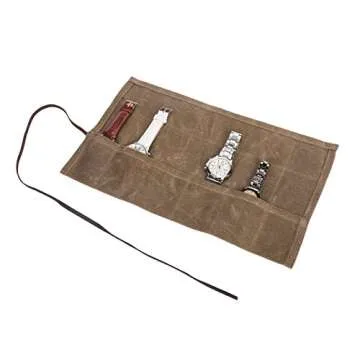 HERSENT Waxed Canvas Watch Roll for Travel & Gifts